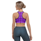 Sports Bra Electric Violet and Fuchsia Plaid - Scottish Squares