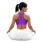 Sports Bra Electric Violet and Fuchsia Plaid - Scottish Squares