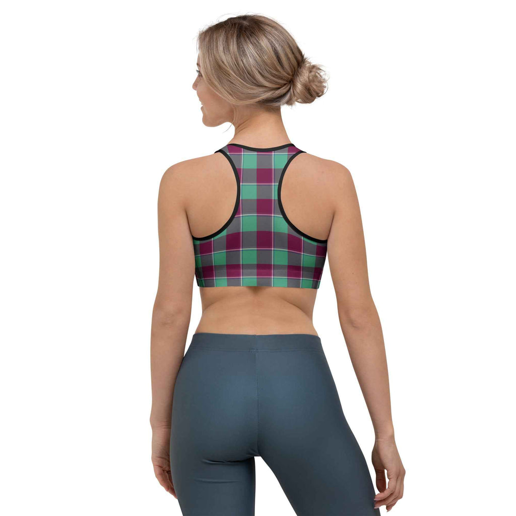 Sports Bra Ocean Green and Mulberry Wood Plaid