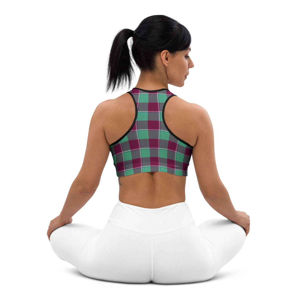 Sports Bra Ocean Green and Mulberry Wood Plaid