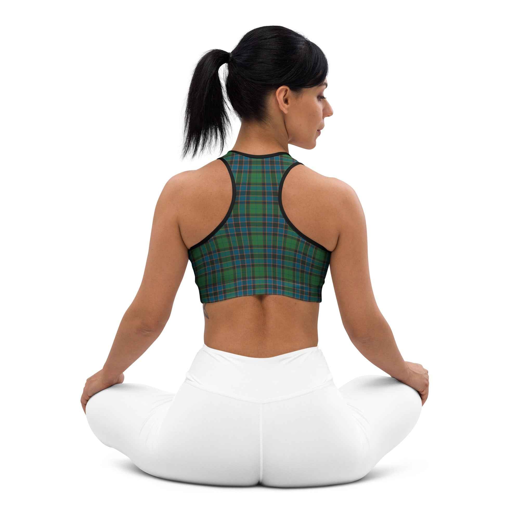 Sports Bra Green Blue Orange Plaid Tartan