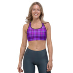 Sports Bra Electric Violet and Fuchsia Plaid Black - Scottish Squares