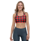 Sports Bra Red Ribbon and Heavy Metal Plaid