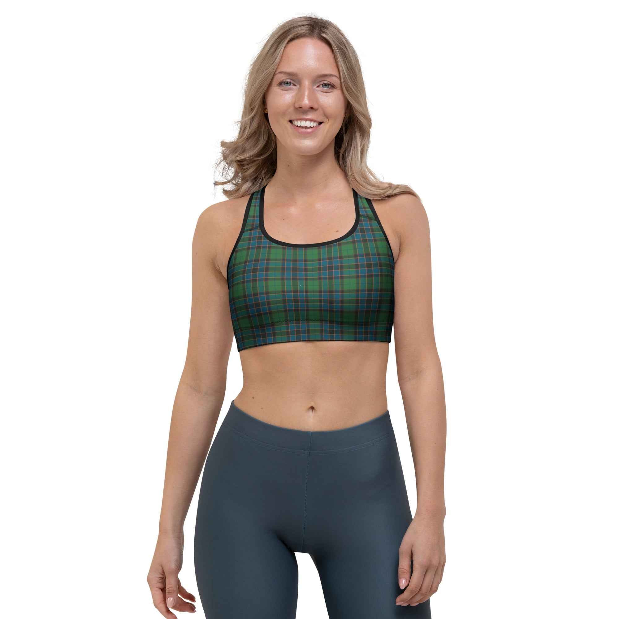 Sports Bra Green Blue Orange Plaid Tartan