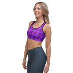 Sports Bra Electric Violet and Fuchsia Plaid - Scottish Squares