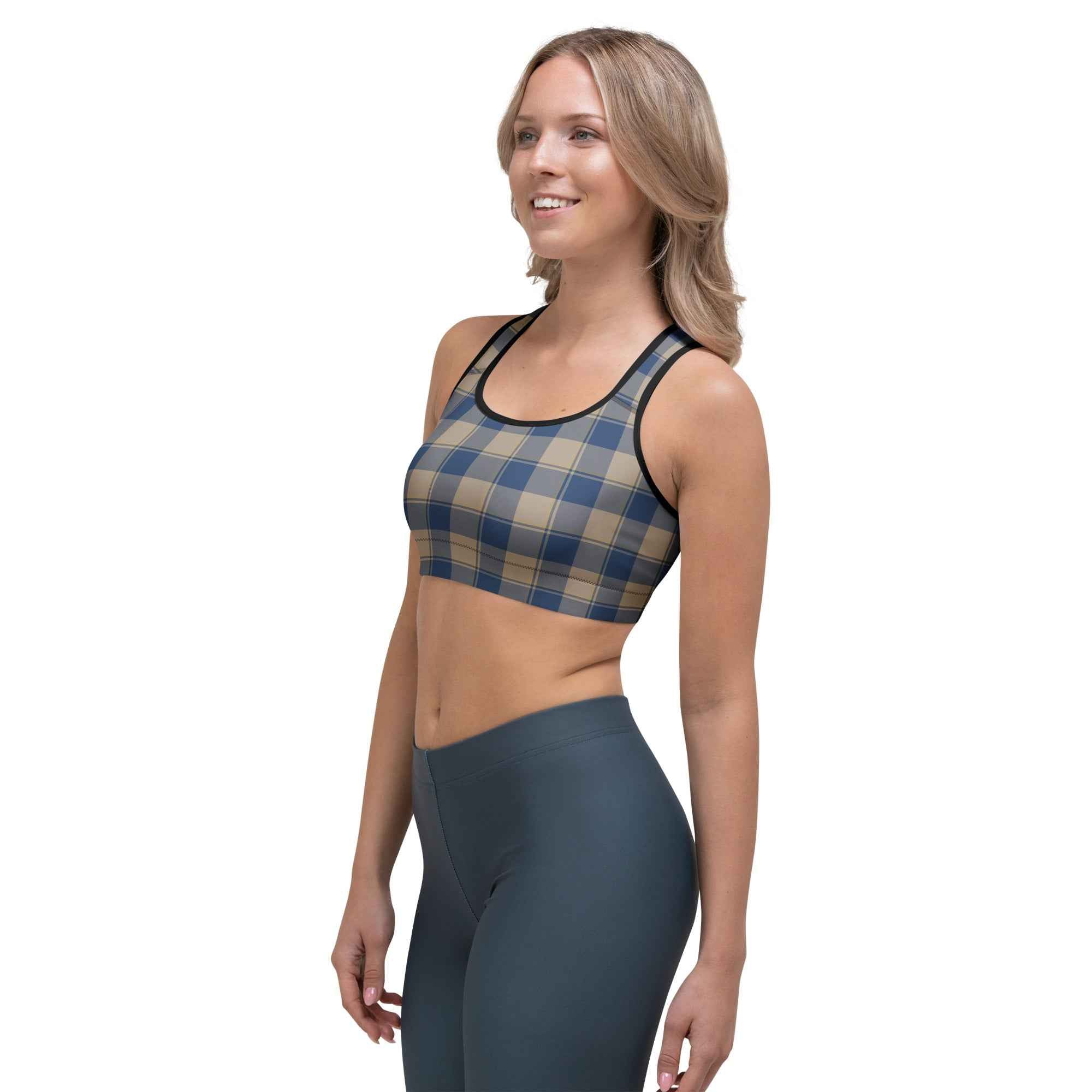 Sports Bra Cello and Donkey Brown Plaid
