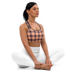 Sports Bra Hit Pink and Livid Brown Plaid