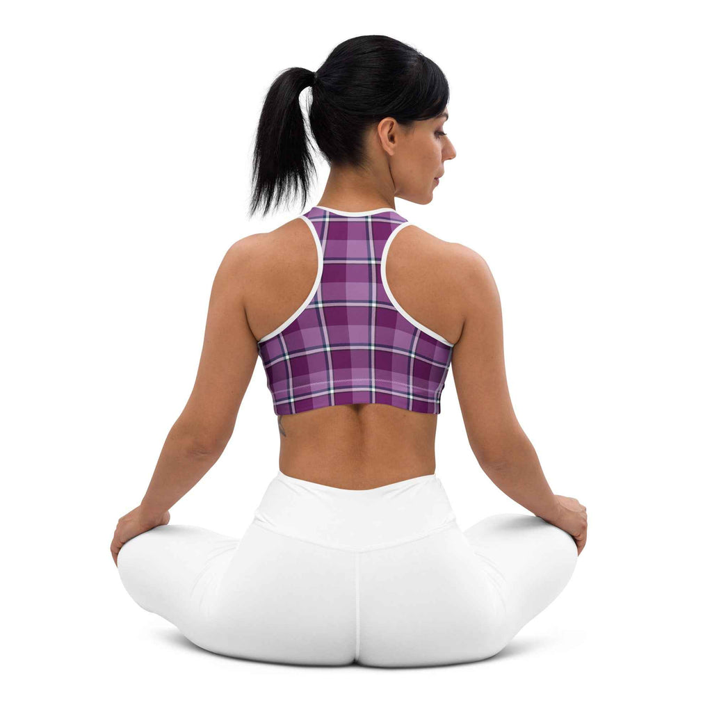 Sports Bra Purple and Trendy Pink Plaid - Scottish Squares