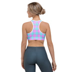 Sports Bra Mauve and Coastal Mist Plaid - Scottish Squares
