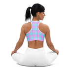 Sports Bra Mauve and Coastal Mist Plaid - Scottish Squares