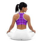Sports Bra Electric Violet and Fuchsia Plaid - Scottish Squares