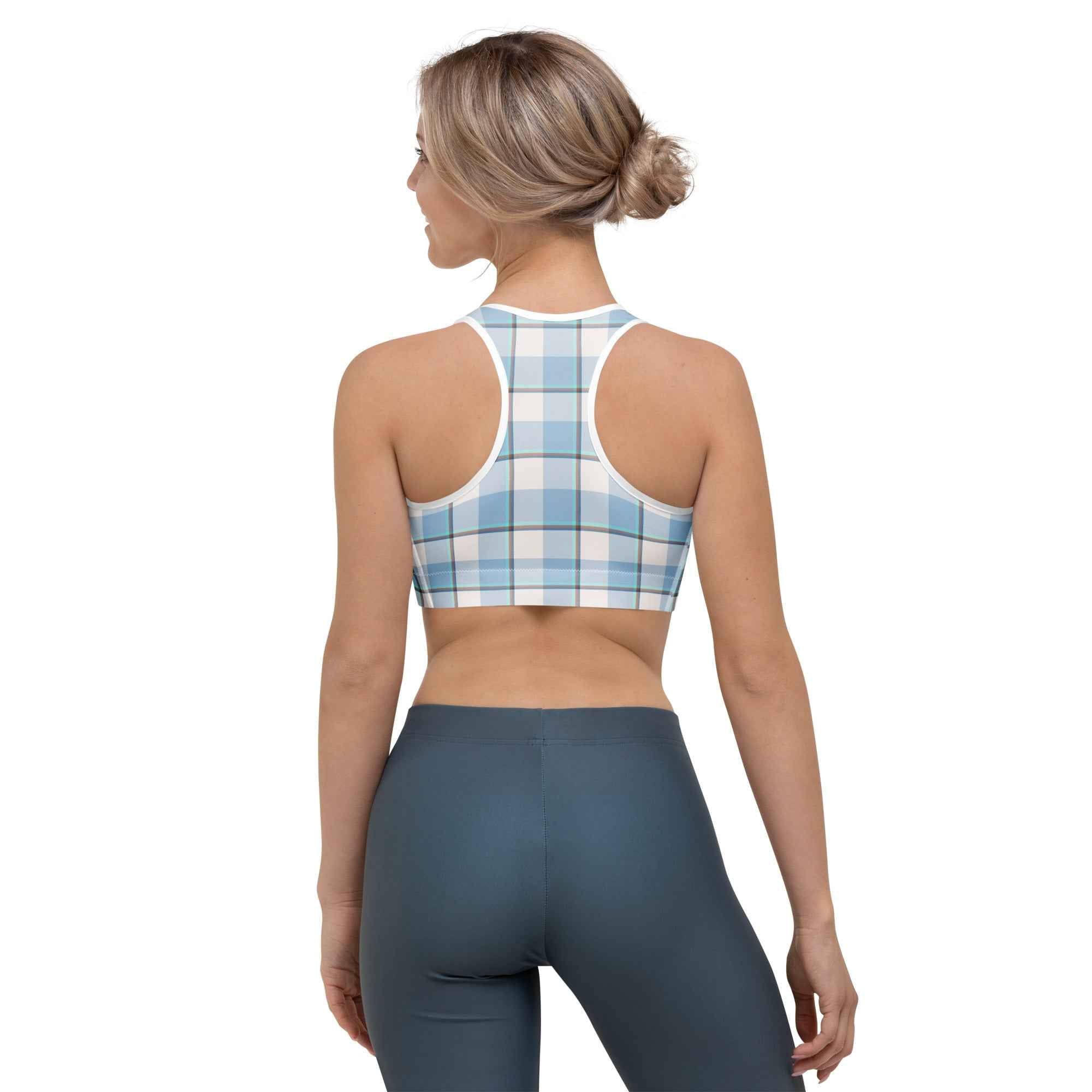 Sports Bra Pink Cloud and Blue Lagoon Plaid