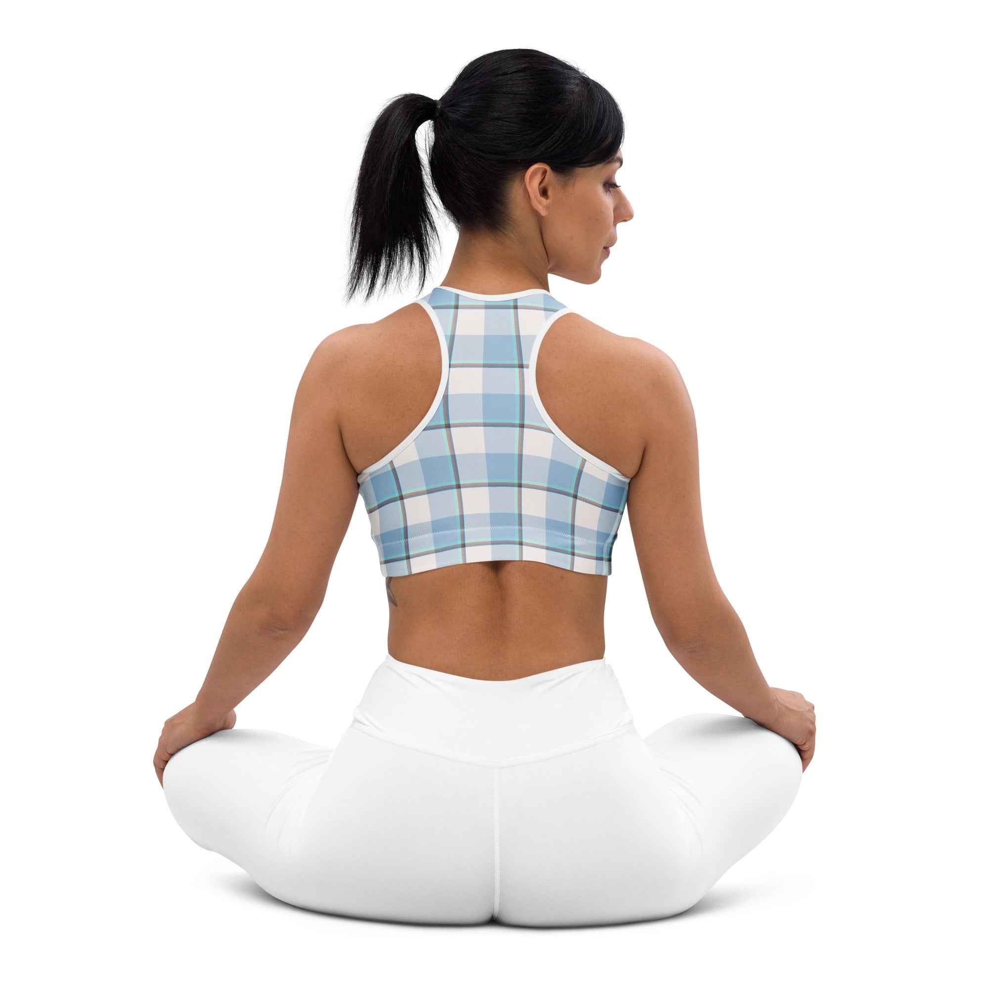 Sports Bra Pink Cloud and Blue Lagoon Plaid