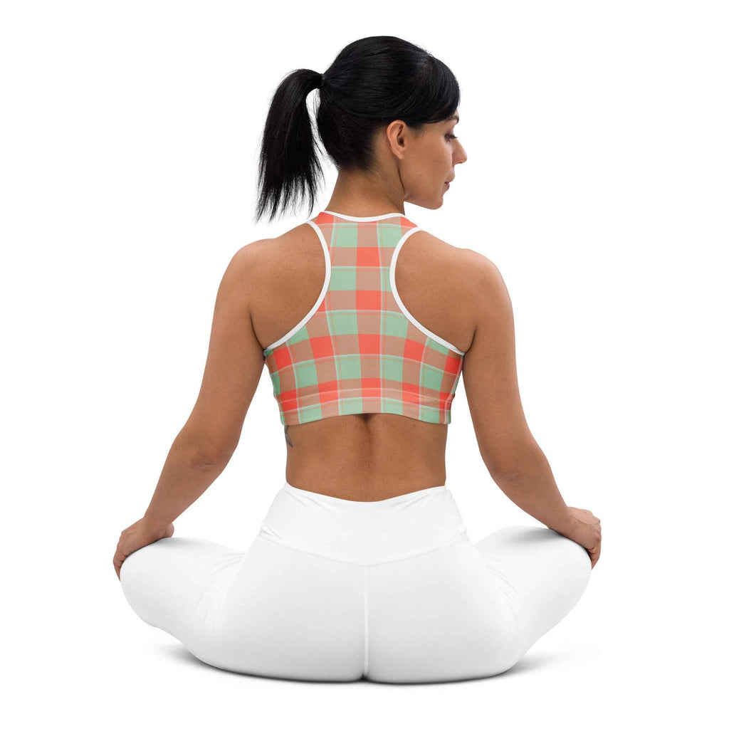 Sports Bra Spring Rain and Persimmon Plaid