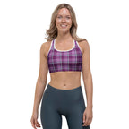 Sports Bra Purple and Trendy Pink Plaid - Scottish Squares