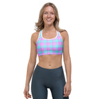 Sports Bra Mauve and Coastal Mist Plaid - Scottish Squares