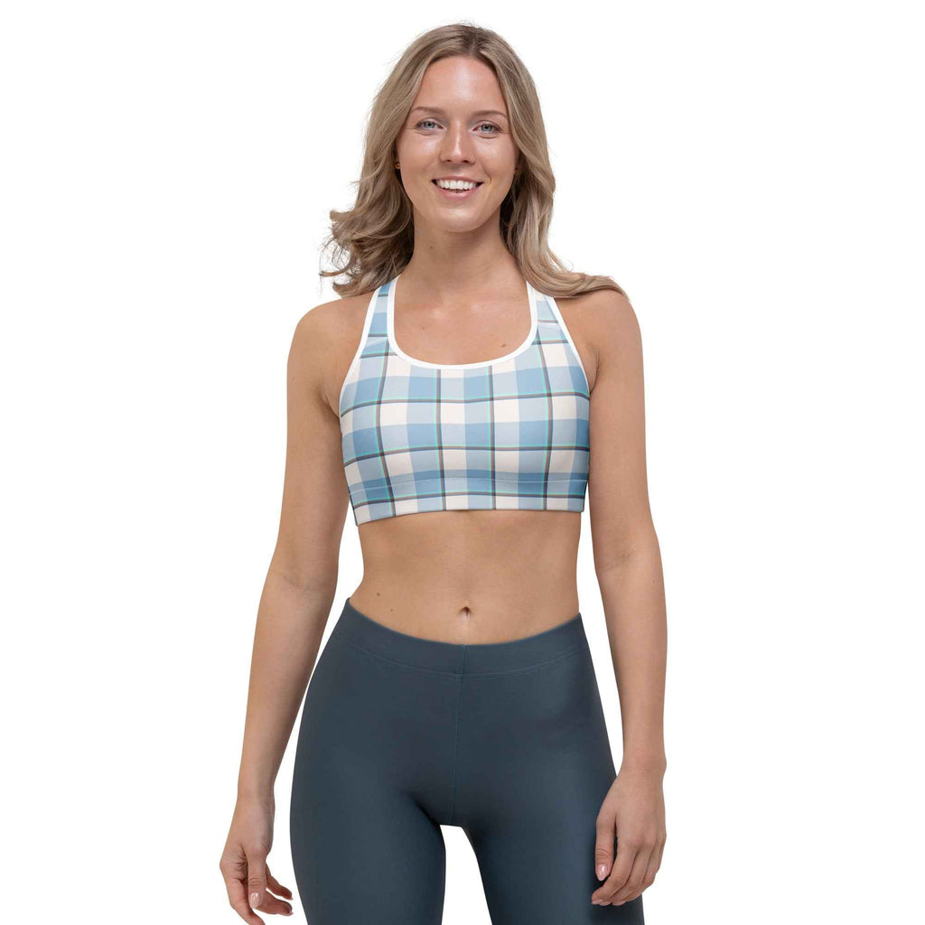 Sports Bra Pink Cloud and Blue Lagoon Plaid