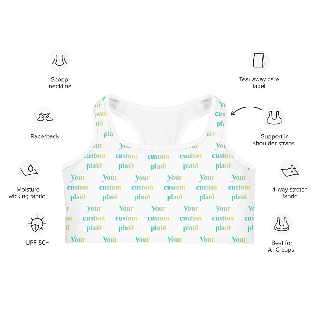 Sports Bra Your Own Birthday Plaid - Scottish Squares