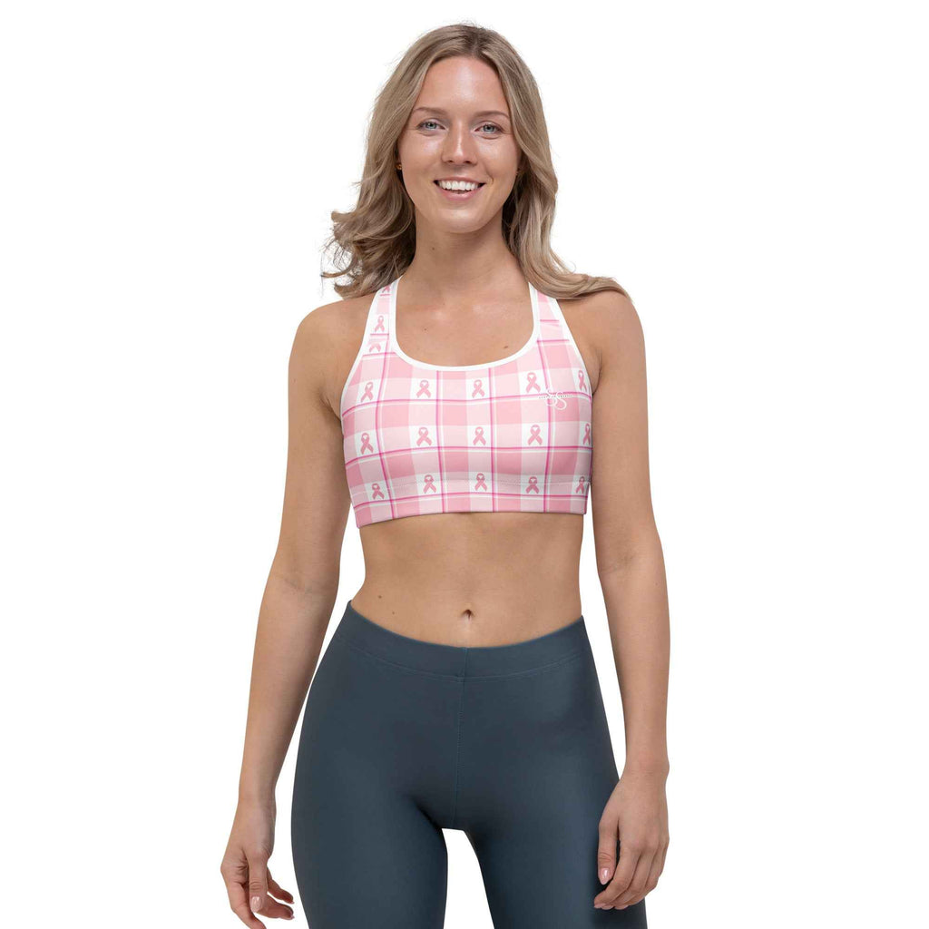 Sports Bra Breast Cancer Awareness Plaid - Scottish Squares