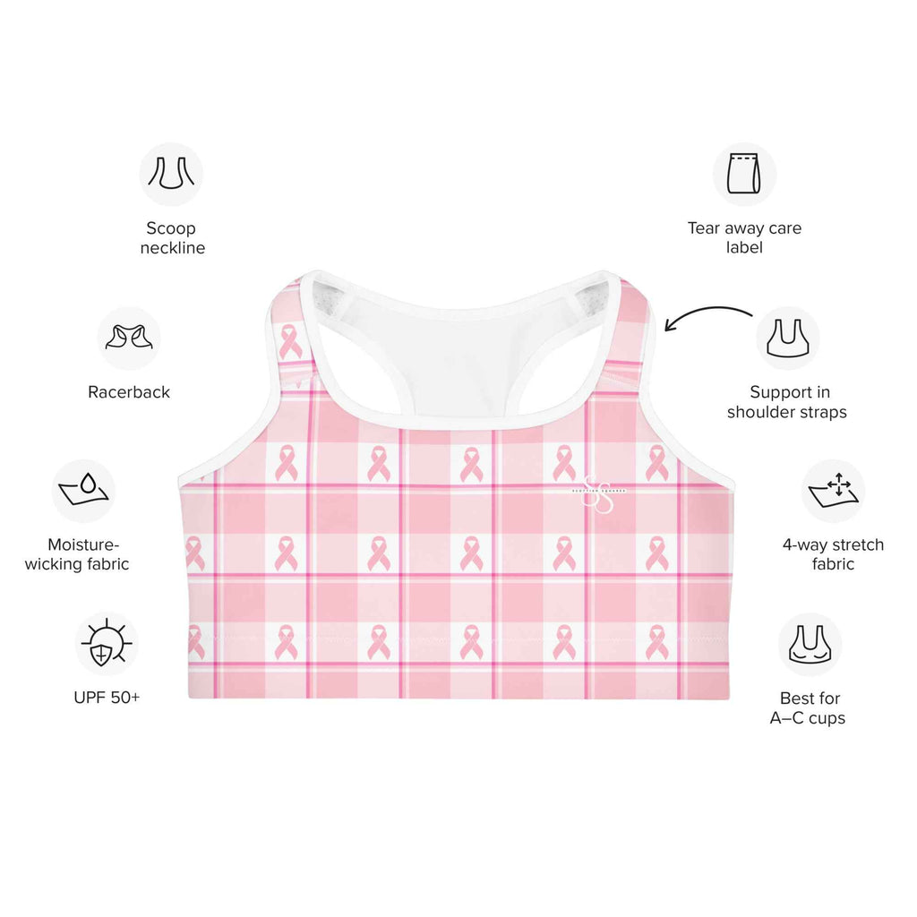 Sports Bra Breast Cancer Awareness Plaid - Scottish Squares