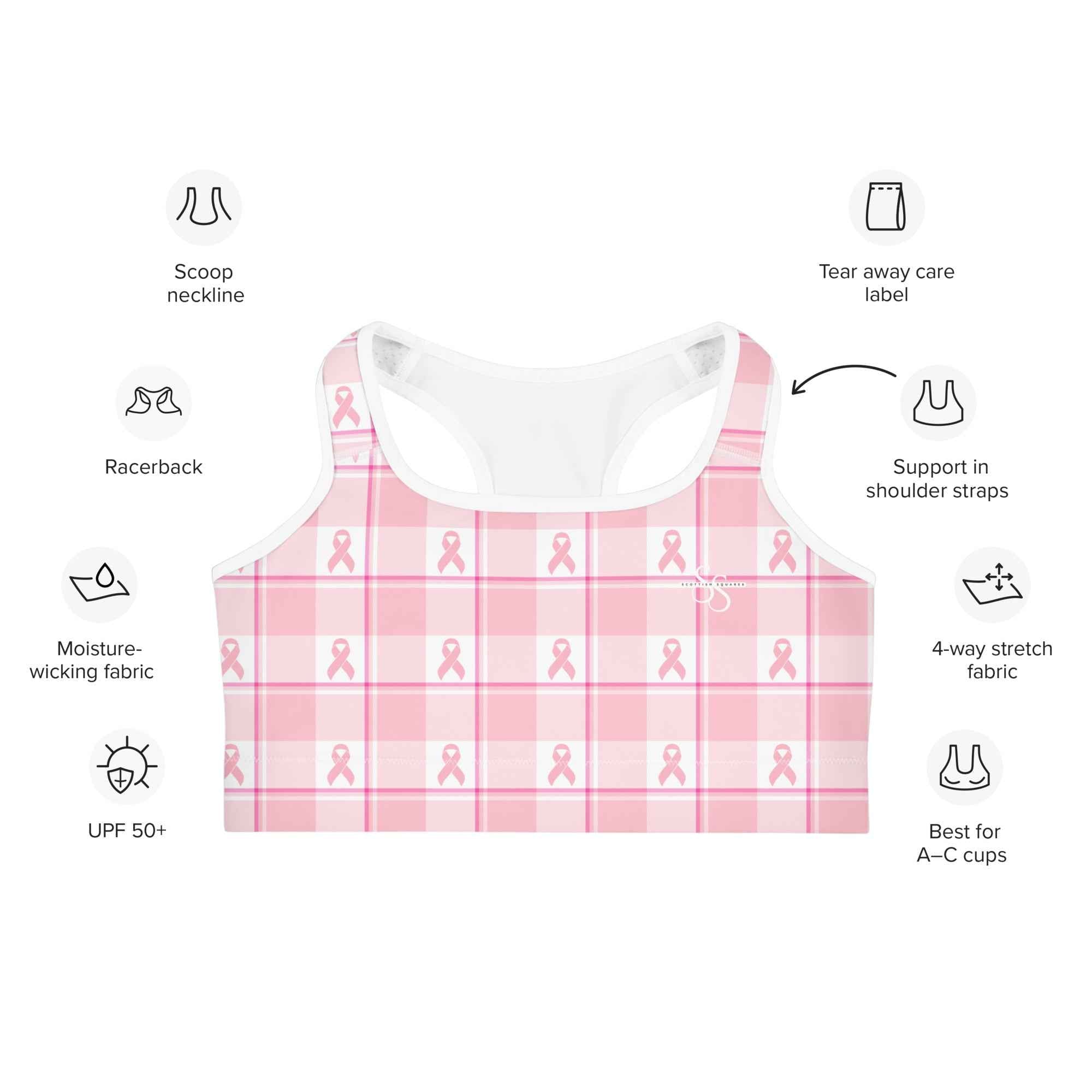 Sports Bra Breast Cancer Awareness Plaid - Scottish Squares