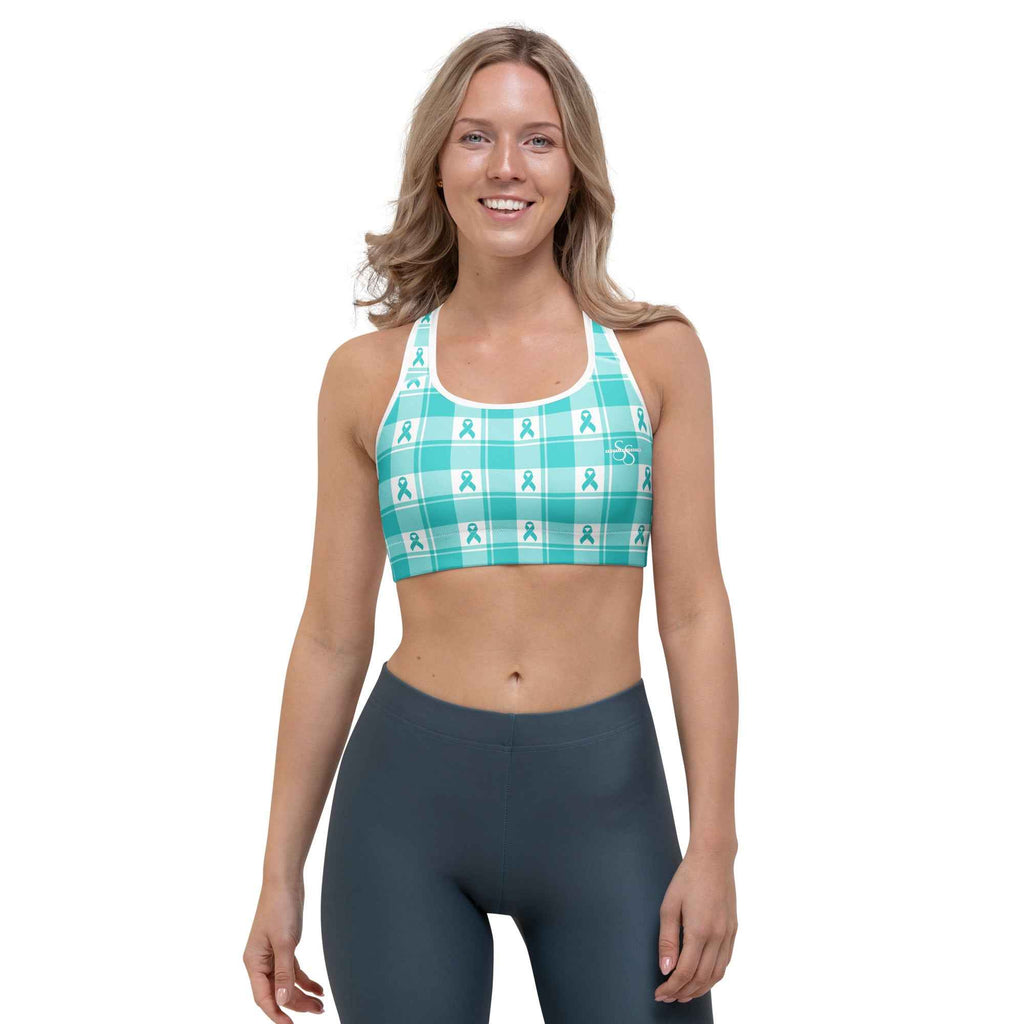 Sports Bra Ovarian Cancer Awareness Plaid - Scottish Squares