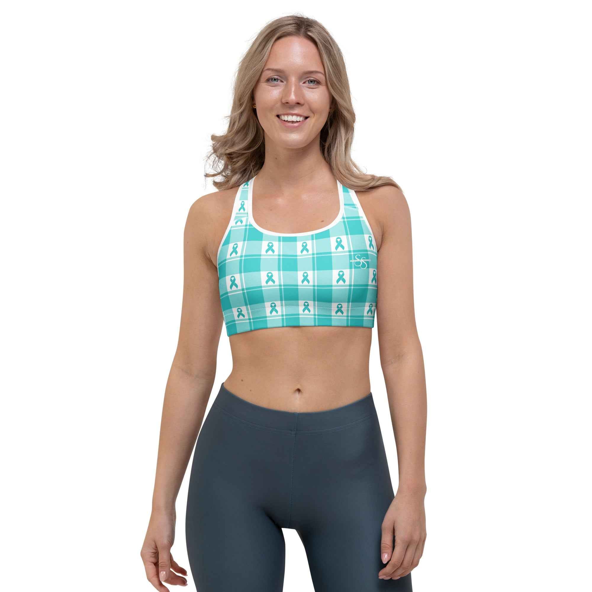 Sports Bra Ovarian Cancer Awareness Plaid - Scottish Squares