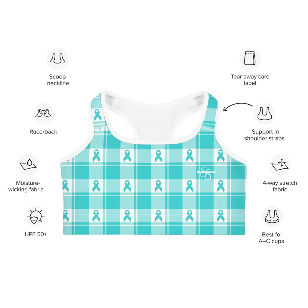 Sports Bra Ovarian Cancer Awareness Plaid - Scottish Squares