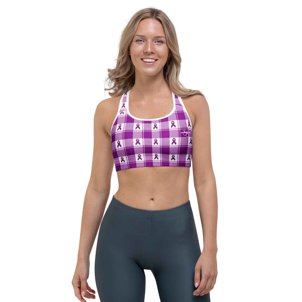 Sports Bra Pancreatic Cancer Awareness Plaid - Scottish Squares
