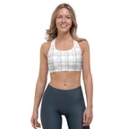 Sports Bra Lung Cancer Awareness Plaid, White Ribbon, Supportive Gift - Scottish Squares