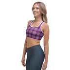 Sports Bra Purple and Trendy Pink Plaid - Scottish Squares
