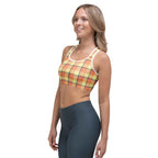 Sports Bra Claystone and Morning Mist Plaid - Scottish Squares