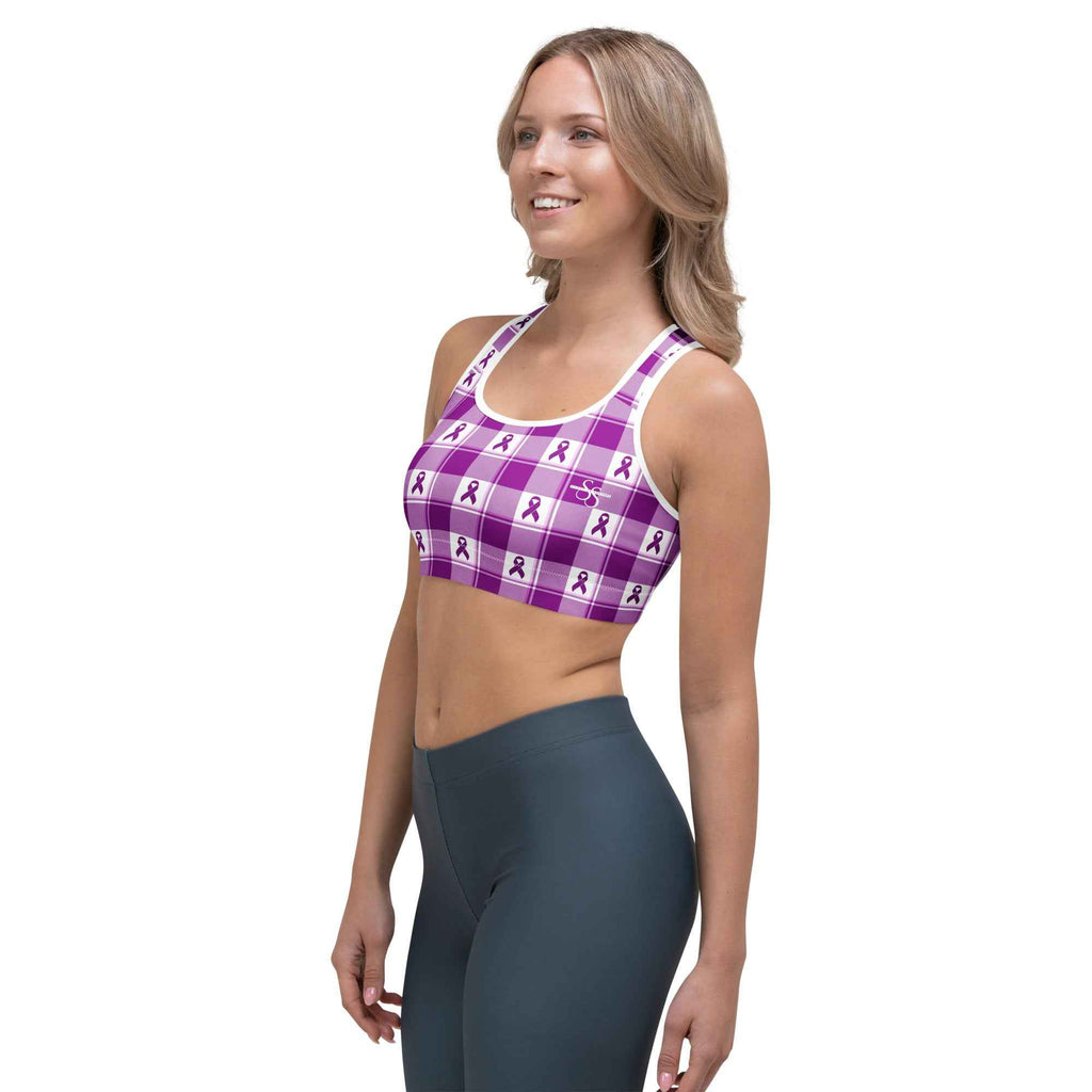 Sports Bra Pancreatic Cancer Awareness Plaid - Scottish Squares
