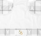 Sports Bra Lung Cancer Awareness Plaid, White Ribbon, Supportive Gift - Scottish Squares