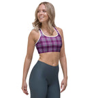 Sports Bra Purple and Trendy Pink Plaid - Scottish Squares