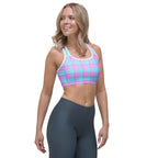 Sports Bra Mauve and Coastal Mist Plaid - Scottish Squares