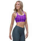 Sports Bra Electric Violet and Fuchsia Plaid - Scottish Squares