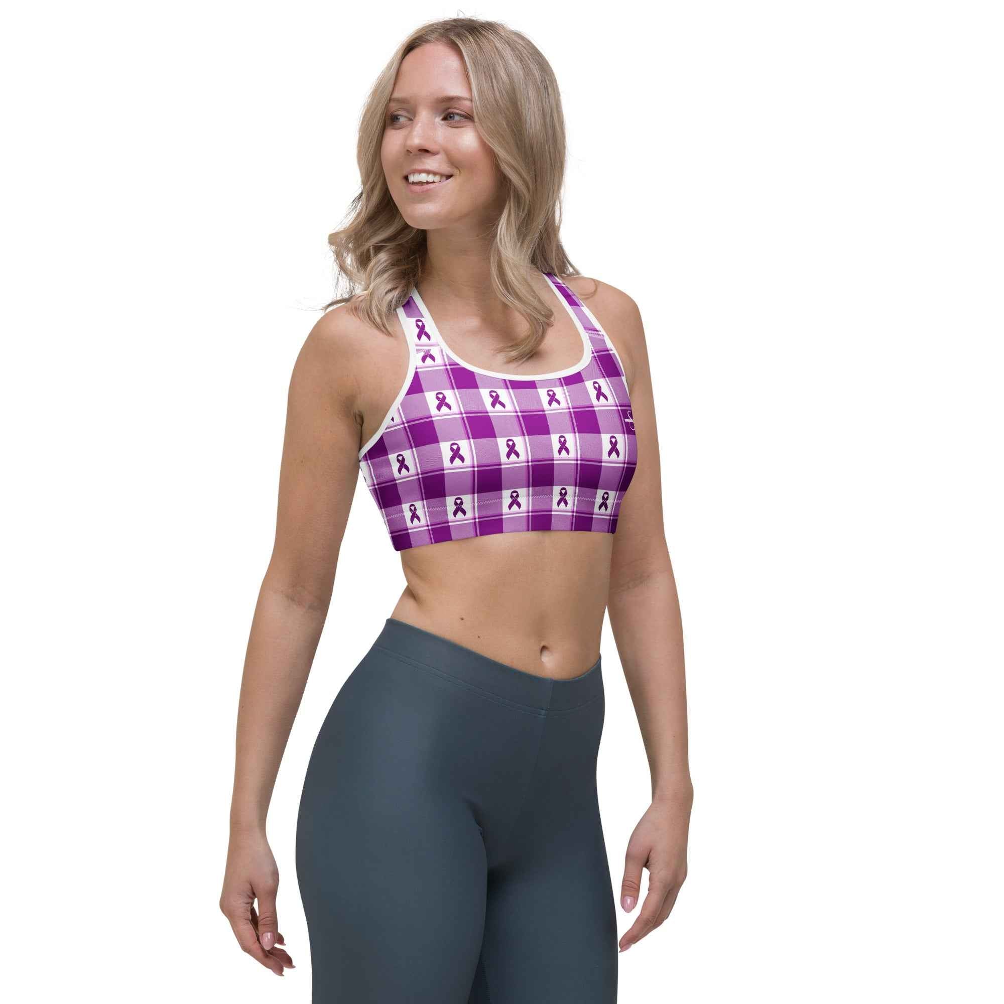 Sports Bra Pancreatic Cancer Awareness Plaid - Scottish Squares