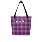 Personalized Purple and Trendy Pink Plaid Tote Bag - Scottish Squares