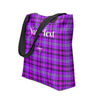 Personalized Electric Violet and Fuchsia Plaid Tote Bag - Scottish Squares