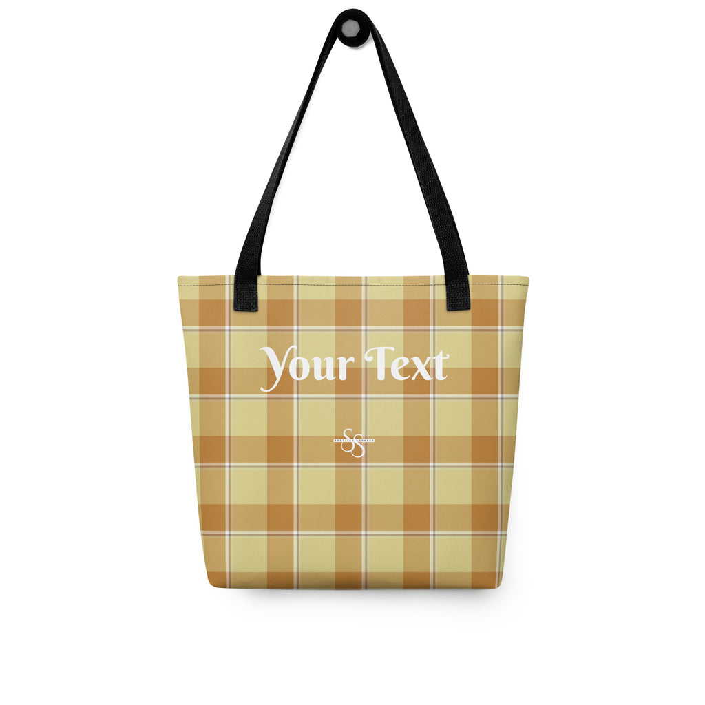 Personalized Zombie and Copper Plaid Tote Bag - Scottish Squares