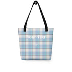 Personalized Pink Cloud and Blue Lagoon Plaid Tote Bag - Scottish Squares