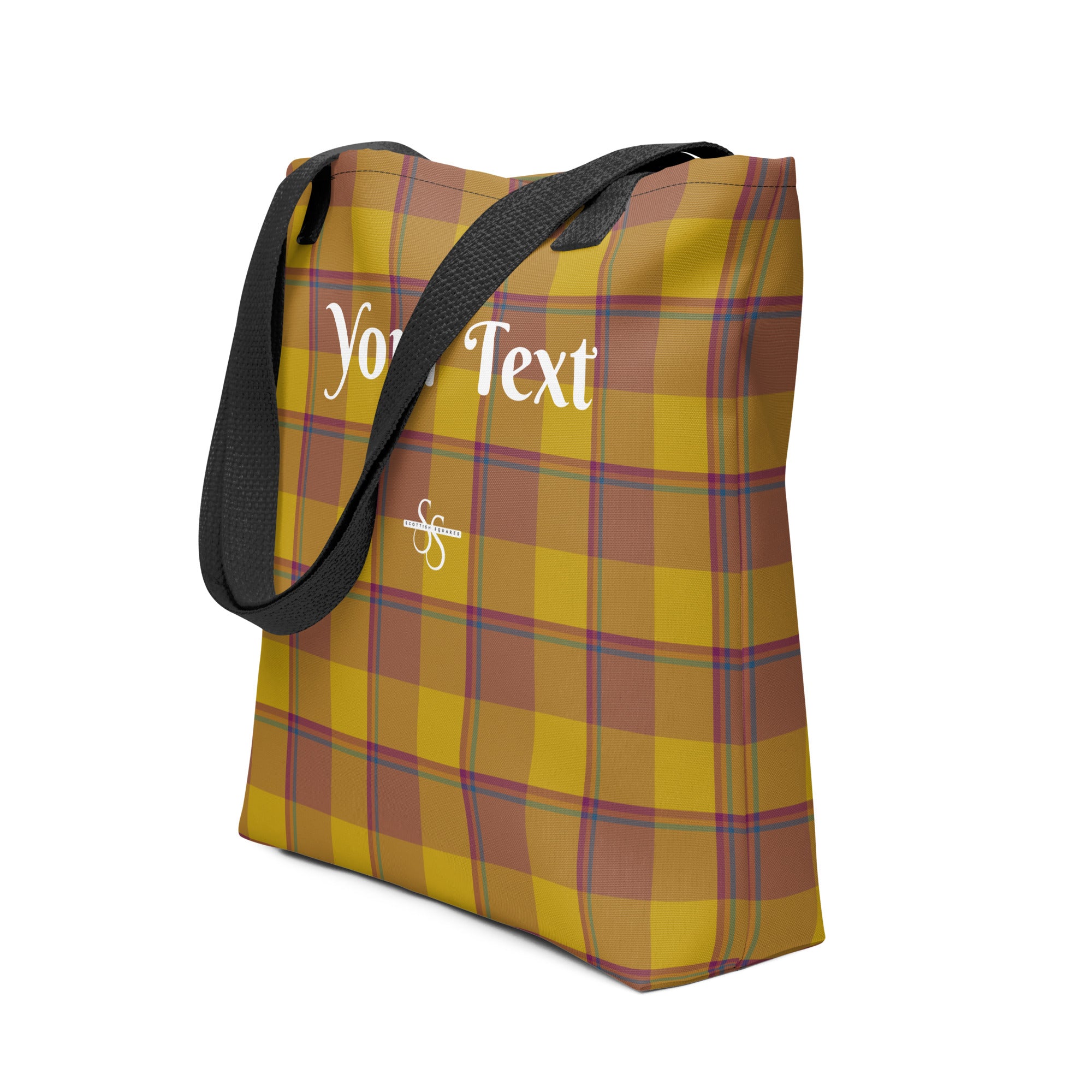 Personalized Potters Clay and Pizza Plaid Tote Bag - Scottish Squares