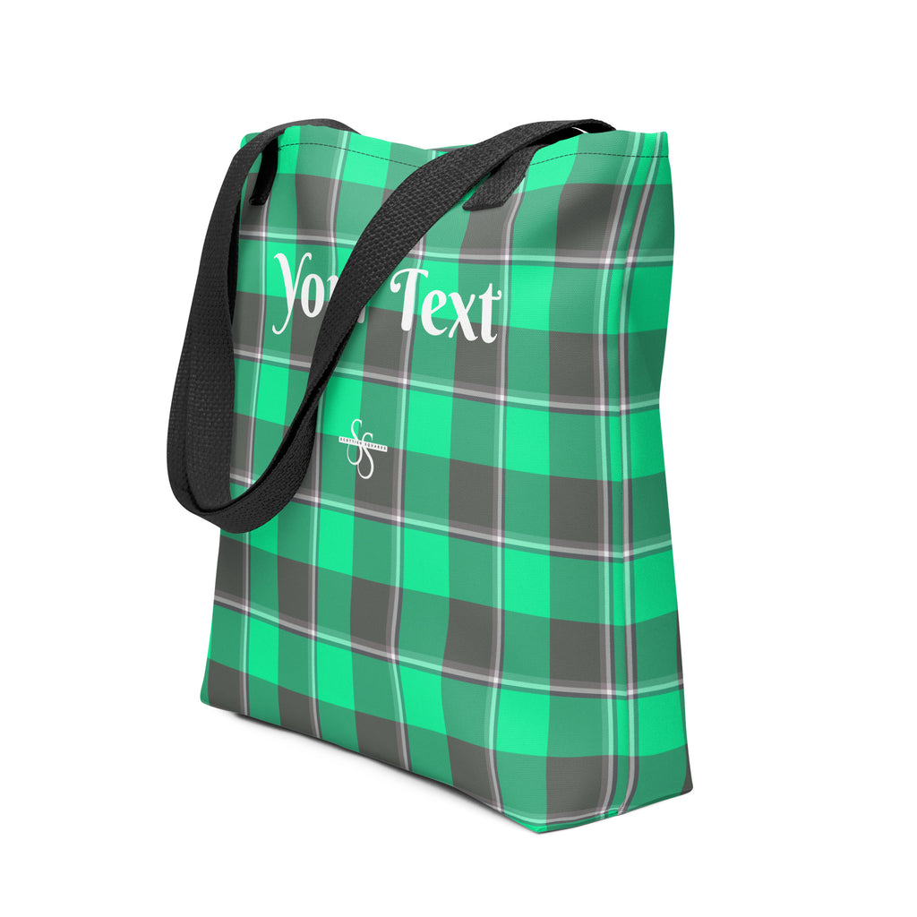 Personalized Spring Green and Finlandia Plaid Tote Bag - Scottish Squares