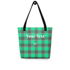 Personalized Spring Green and Finlandia Plaid Tote Bag - Scottish Squares