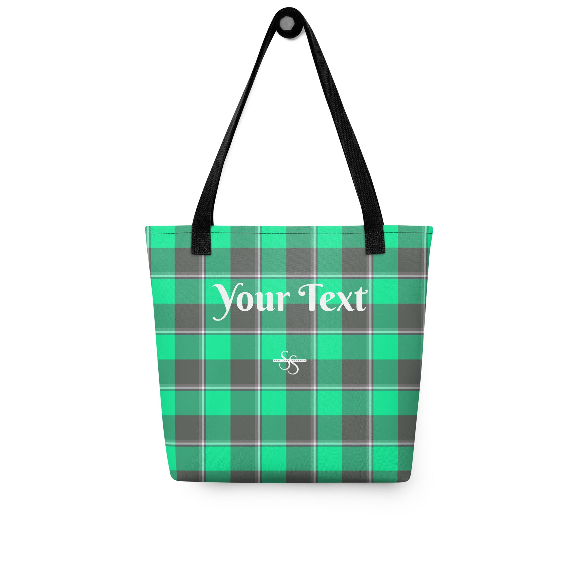 Personalized Spring Green and Finlandia Plaid Tote Bag - Scottish Squares