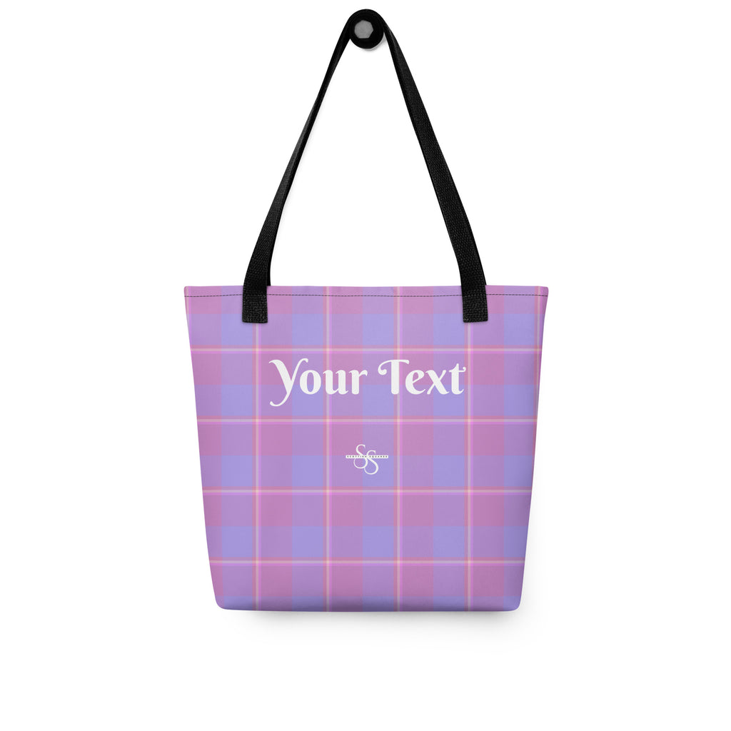 Personalized Viola and Dull Lavender Plaid Tote Bag - Scottish Squares