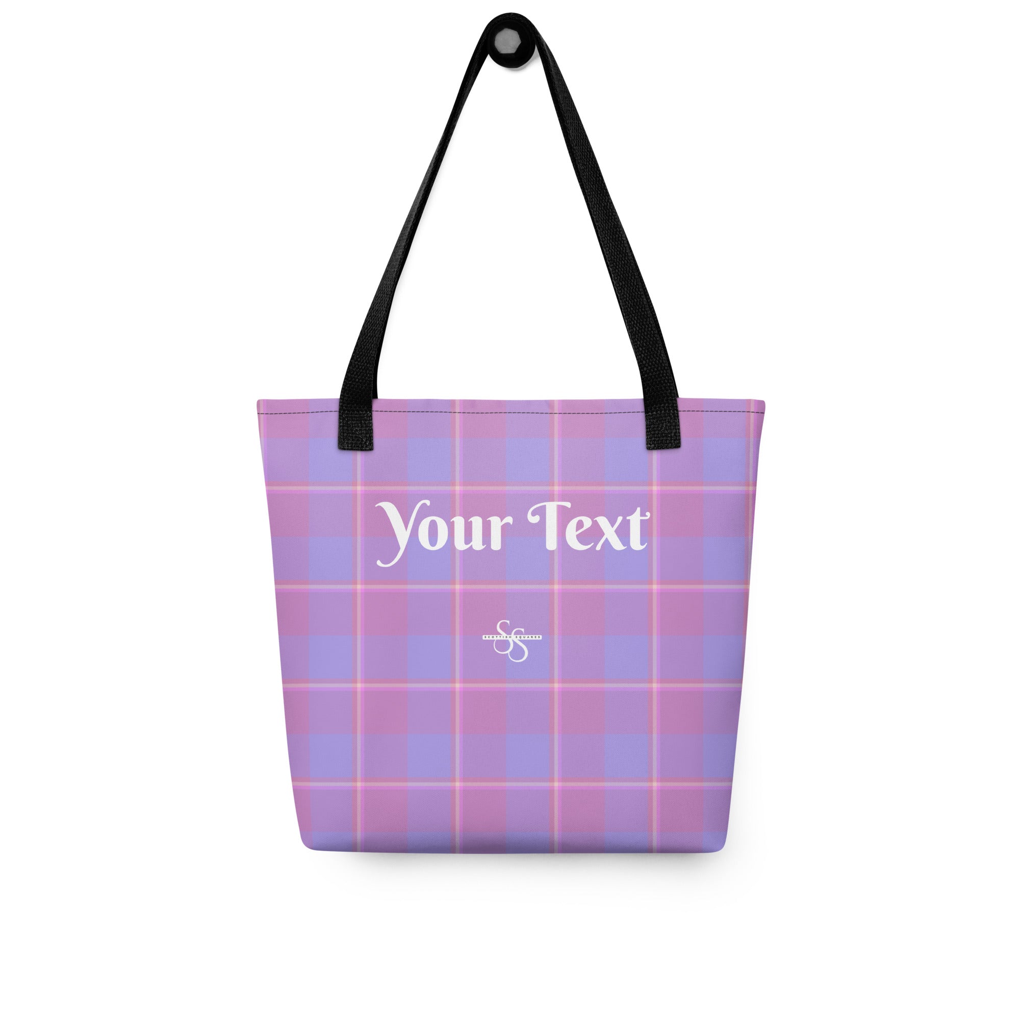 Personalized Viola and Dull Lavender Plaid Tote Bag - Scottish Squares