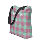 Personalized Vista Blue and Turkish Rose Plaid Tote Bag - Scottish Squares