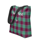 Personalized Ocean Green and Mulberry Wood Plaid Tote Bag - Scottish Squares